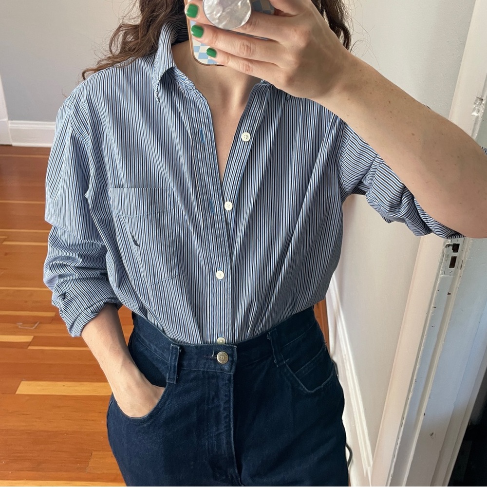 Nautica Blue Striped Button Down